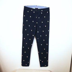 Talbots Weekend Chinos Size 6 Navy Blue Embroidered Sailboats